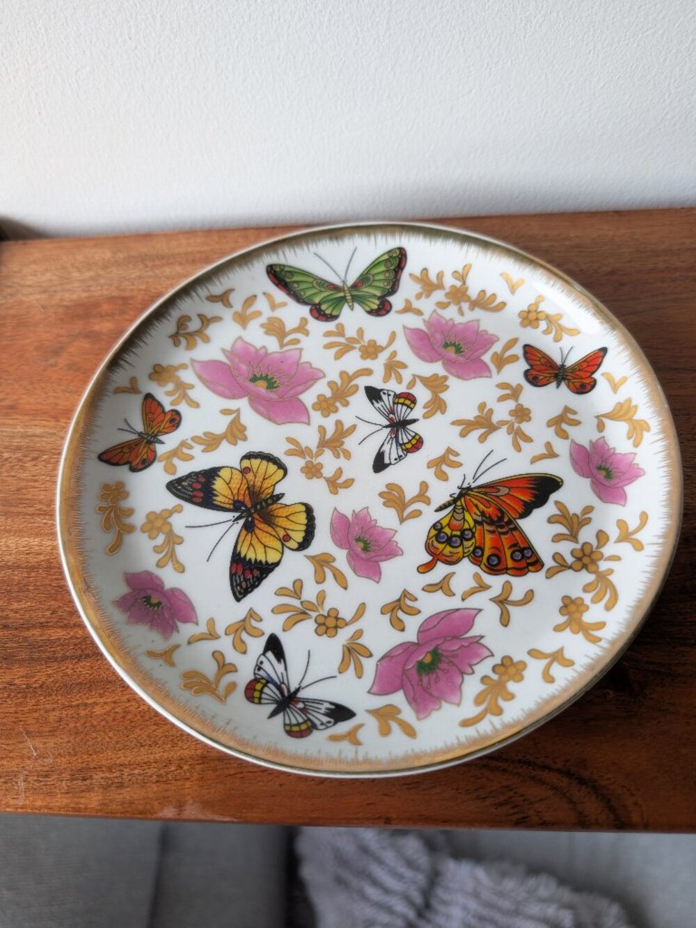7" Trinket Dish Royal Elfreda Porcelain Floral Butterfly Pattern Allison L L